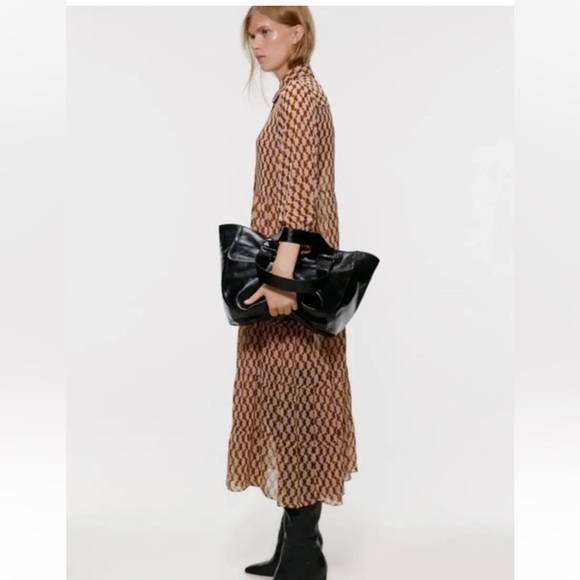 Zara Brown Patterned Maxi Dress - Picture 2 of 7